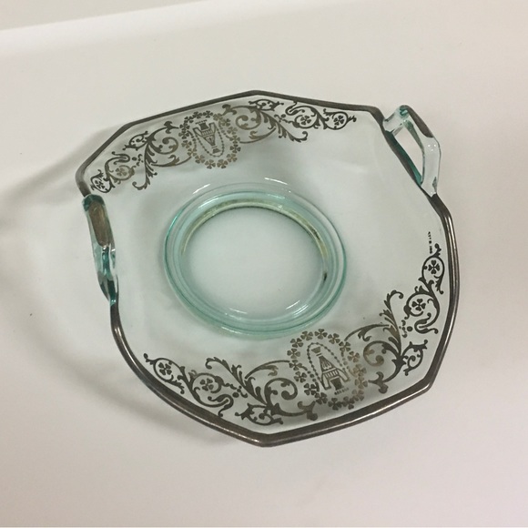 Vintage Handcrafted Teal Glass Bonbon Server - Picture 4 of 12